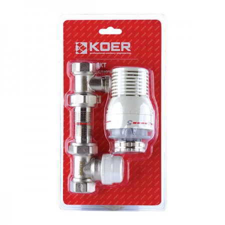 Комплект для подключения радиатора 1/2'' (прямой) с термоголовкой KOER KR.1321 (KR2659)