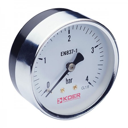 Манометр аксіальний (KOER KM.611A) (0-4 bar), D 63мм, 1/4''-1/2'' (KR0210)