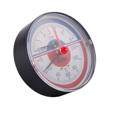 Термоманометр Icma 1/2" 0-6 бар, заднее подключение №259