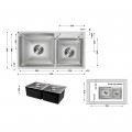 Мойка для кухни с двумя чашами интегрированная Lidz Handmade H7843 (LDH7843BRU35387) Brushed Steel 3,0/1,0 мм - Фото 1