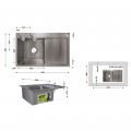 Мийка для кухні інтегрована Lidz Handmade H6350R крило праворуч (LDH6350BRUR45587) Brushed Steel 3,0/1,0 мм - Фото 1