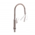 Змішувач для кухні Qtap Baruska з висувним виливом QTBAR9137103UN Brushed Nickel PVD - Фото 2