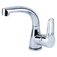 Змішувач для раковини гусак вигнутий на гайці AQUATICA HL Ø35 (HL-1A230C)