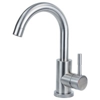 Смеситель для раковины гусак изогнутый на гайке SS AQUATICA KT Ø35 (KT-1A270P)