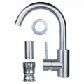 Смеситель для раковины гусак изогнутый на гайке SS AQUATICA KT Ø35 (KT-1A270P) - Фото 2