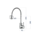 Змішувач для кухні Lidz Aria 015F41 з гнучким виливом (k35) LDARI015F41NKS45306 Nickel - Фото 1