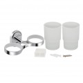 Склянка з тримачем Lidz Oreo 0402 подвійний настінний (матове скло) LDORE0402CRM22164 Chrome - Фото 3