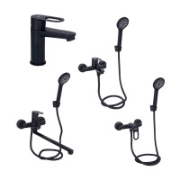 Комплект смесителей для ванной комнаты Lidz Latwa 001Black+Lidz Latwa 006Black+Lidz Latwa 005Black+Lidz Latwa 010Black