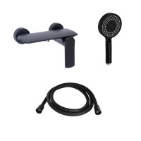 Комплект Qtap Slavonice Black Matt: Смеситель QTSLA266BLM45908 + Шланг QTHADPVCSQ160B + Лейка QTRUC125BLM45951