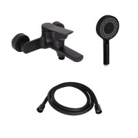 Комплект Qtap Slavonice Black Matt: Смеситель QTSLA259BLM45918 + Шланг QTHADPVCSQ160B + Лейка QTRUC125BLM45951