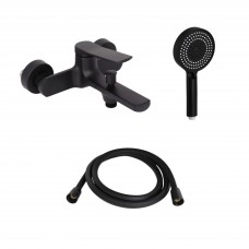 Комплект Qtap Slavonice Black Matt: Смеситель QTSLA259BLM45918 + Шланг QTHADPVCSQ160B + Лейка QTRUC125BLM45951
